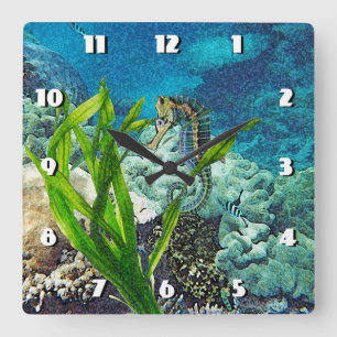 Whimsical Seahorse Vierkante Klok