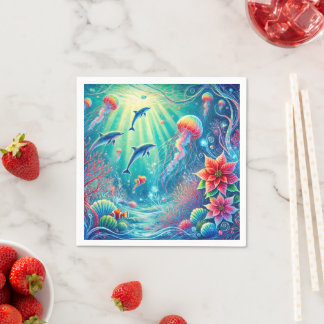 Whimsical Sealife & Poinsettia Decoupage servetten