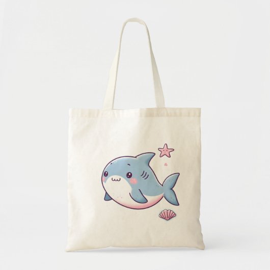 Whimsical Shark Canvas tas – leuk en functioneel! (Voorkant)