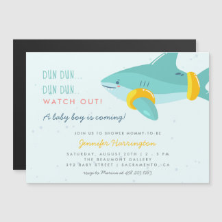 Whimsical Shark Cartoon Summer Boy Baby shower Magnetische Uitnodiging
