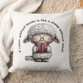 Whimsical Sheep Reading a Book Kussen