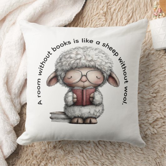 Whimsical Sheep Reading a Book Kussen (Deken)