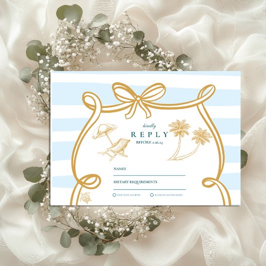 Whimsical Shoreline Wedding RSVP Kaartje
