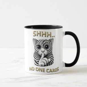 Whimsical Silence Zebra-Striped Cats Speelse Gag Mok