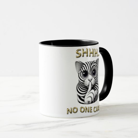 Whimsical Silence Zebra-Striped Cats Speelse Gag Mok (Voorkant rechts)
