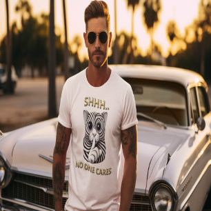 Whimsical Silence Zebra-Striped Cats Speelse Gag T-shirt