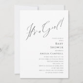 Whimsical Simpel Het is een Meisje Baby shower Kaart (Voorkant)