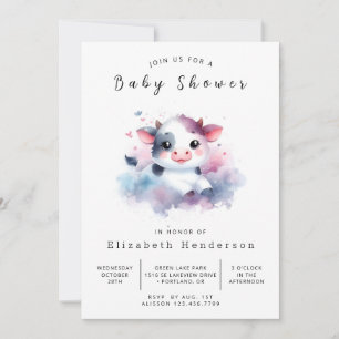 Whimsical Simple Boerderij Koe Baby shower Kaart
