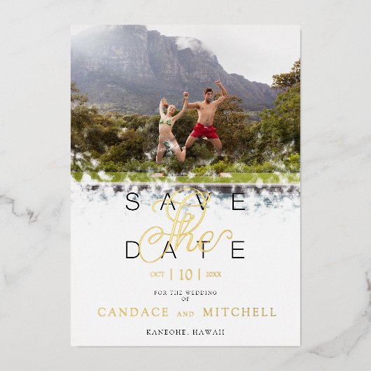 Whimsical Simple Elegant Photo Funny Couple Folie Uitnodiging (Voorkant)