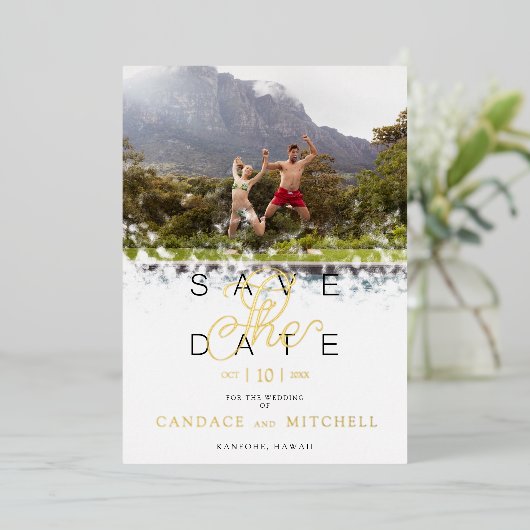 Whimsical Simple Elegant Photo Funny Couple Folie Uitnodiging