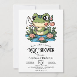 Whimsical Simple Frog Baby shower Kaart