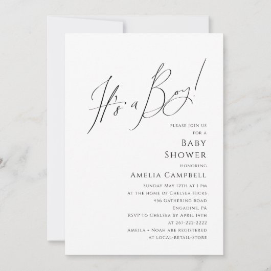 Whimsical Simple Het is een Boy Baby shower Kaart (Voorkant)