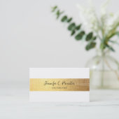 Whimsical Simple White & Gold Stripe Black Text Visitekaartje (Staand voorkant)