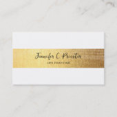 Whimsical Simple White & Gold Stripe Black Text Visitekaartje (Voorkant)