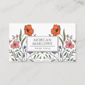 Whimsical Sinaasappel Roze Schattige Boho Floral | Visitekaartje (Voorkant)