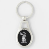 Whimsical Sitting Alaska Moose Siesta Time Sleutelhanger (Voorkant)