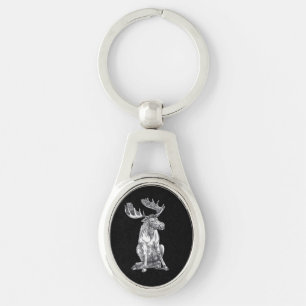 Whimsical Sitting Alaska Moose Siesta Time Sleutelhanger