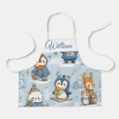 Whimsical Skating Penguins Kids Apron | Custom Nam Schort (Voorkant)