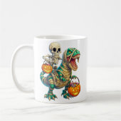 Whimsical Skeleton Riding Mummy T-Rex Halloween Koffiemok (Links)