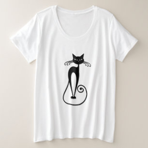 Whimsical Skinny Black Cat Grote Maat T-shirt