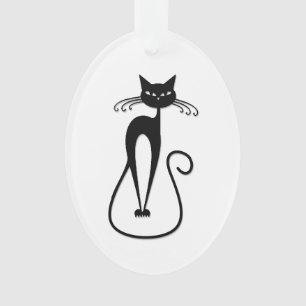 Whimsical Skinny Black Cat Ornament
