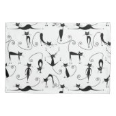 Whimsical Skinny Black Cat Patroon Kussensloop (Achterkant)