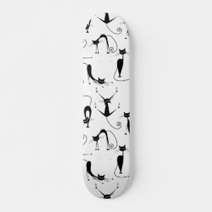 Whimsical Skinny Black Cat Patroon Skateboard