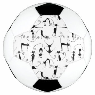 Whimsical Skinny Black Cat Patroon Voetbal