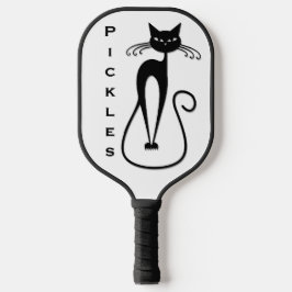 Whimsical Skinny Black Cat Persoonlijk Pickleball Paddle