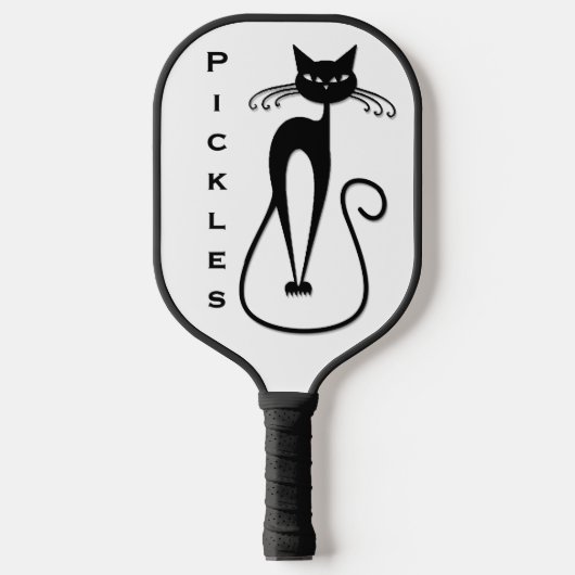 Whimsical Skinny Black Cat Persoonlijk Pickleball Paddle (Voorkant)