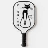 Whimsical Skinny Black Cat Persoonlijk Pickleball Paddle (Achterkant)