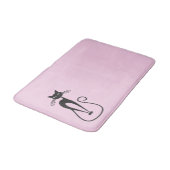 Whimsical Skinny Black Cat Roze Badmat (Gekanteld)