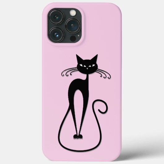 Whimsical Skinny Black Cat Roze Case-Mate iPhone Case (Achterkant)
