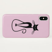 Whimsical Skinny Black Cat Roze Case-Mate iPhone Case (Achterkant (horizontaal))