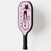 Whimsical Skinny Black Cat Roze Persoonlijk Pickleball Paddle (Links)