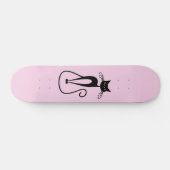Whimsical Skinny Black Cat Roze Skateboard (Horizontaal)