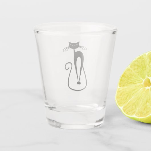 Whimsical Skinny Black Cat Shot Glas (Achterkant)
