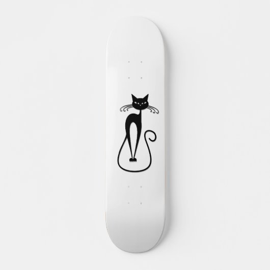 Whimsical Skinny Black Cat Skateboard (Voorkant)