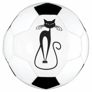 Whimsical Skinny Black Cat Voetbal