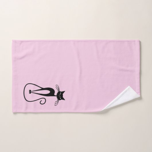 Whimsical Skinny Chat noir rose (Serviette à main)