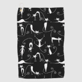 Whimsical Skinny wit kattenpatroon Golfhanddoek (Voorkant)