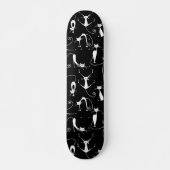 Whimsical Skinny wit kattenpatroon Skateboard (Voorkant)