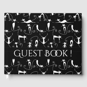 Whimsical Skinny Witte Kat Persoonlijke Tekst Rugg Gastenboek