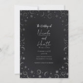Whimsical Sky Swirls Silver Celestial Wedding Kaart (Voorkant)
