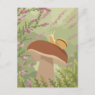 Whimsical Slak op een Wilde Paddenstoelen Bos Kuns Briefkaart