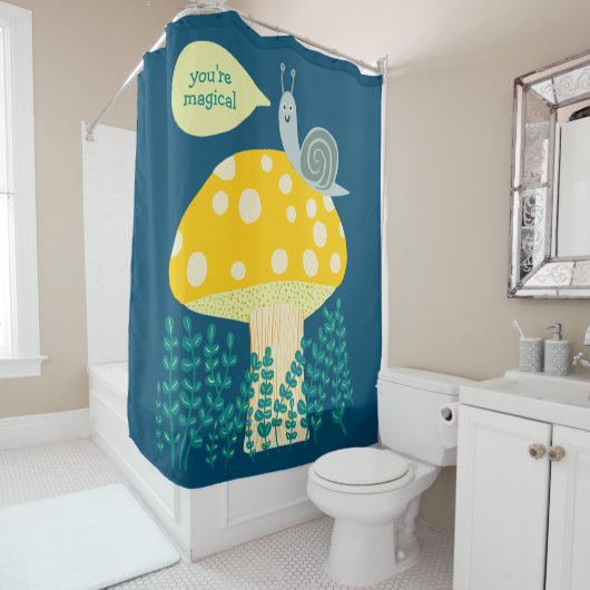 Whimsical Slak op Magical Mushroom CUSTOM Douchegordijn (In situ)