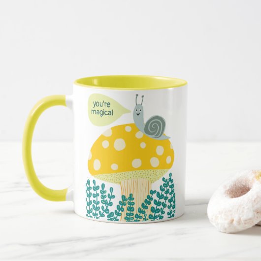 Whimsical Slak op Magical Mushroom CUSTOM Mok (Met donut)