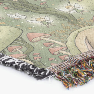 Whimsical Sleeping Bunny & Fairies Deken