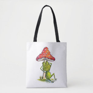 Whimsical Sleeping Froeping onder een paddenstoel Draagtas