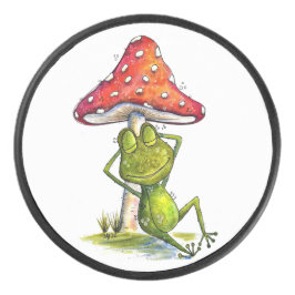 Whimsical Sleeping Froeping onder een paddenstoel Hockey Puck